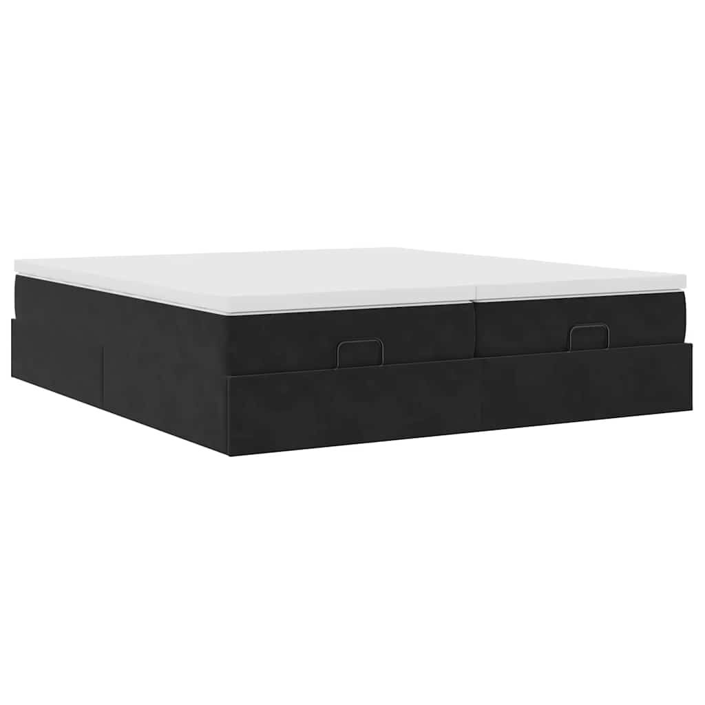 vidaXL Οθωμανικό κρεβάτι με στρώματα Μαύρο 160x200cm Velvet