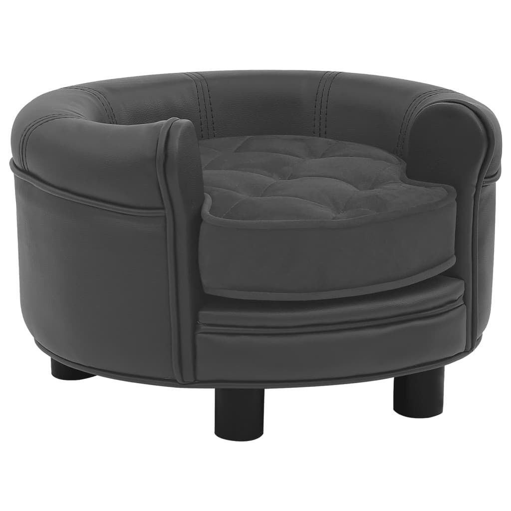 vidaXL Καναπές-Κρεβάτι Σκύλου Σκ. Γκρι 48x48x32εκ. Βελουτέ/Συνθ. Δέρμα