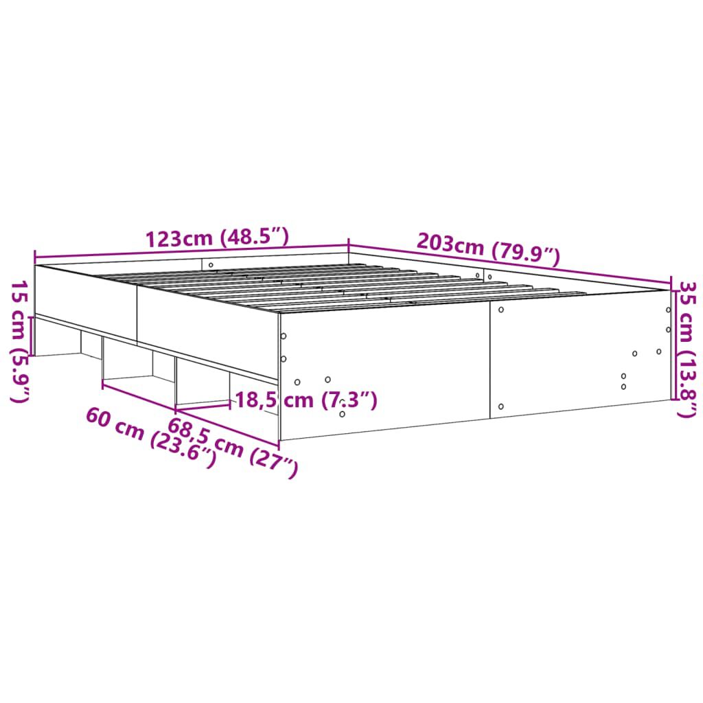 vidaXL Πλαίσιο Κρεβατιού Μαύρο 120x200 εκ. από Επεξεργασμένο Ξύλο