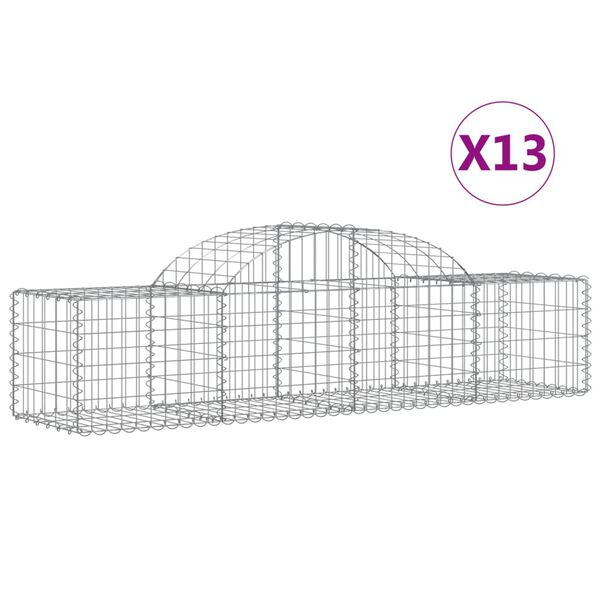 vidaXL Συρματοκιβώτια Τοξωτά 13 τεμ. 200x50x40/60 εκ. Γαλβαν. Ατσάλι