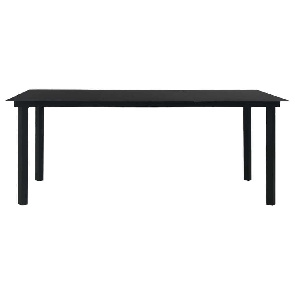 vidaXL Τραπεζαρία Κήπου Μαύρη 190 x 90 x 74 εκ. από Ατσάλι / Γυαλί