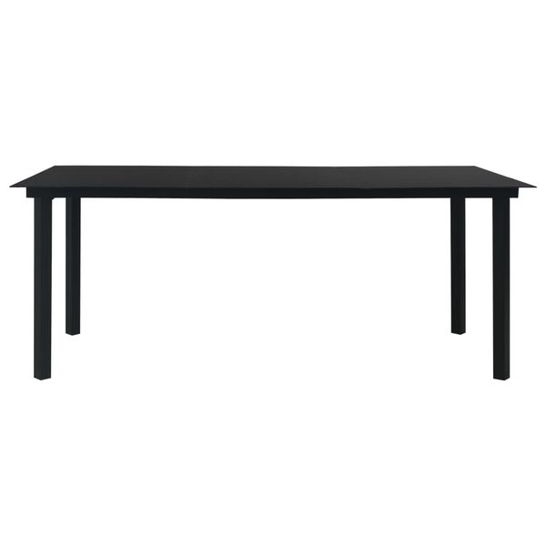 vidaXL Τραπεζαρία Κήπου Μαύρη 190 x 90 x 74 εκ. από Ατσάλι / Γυαλί