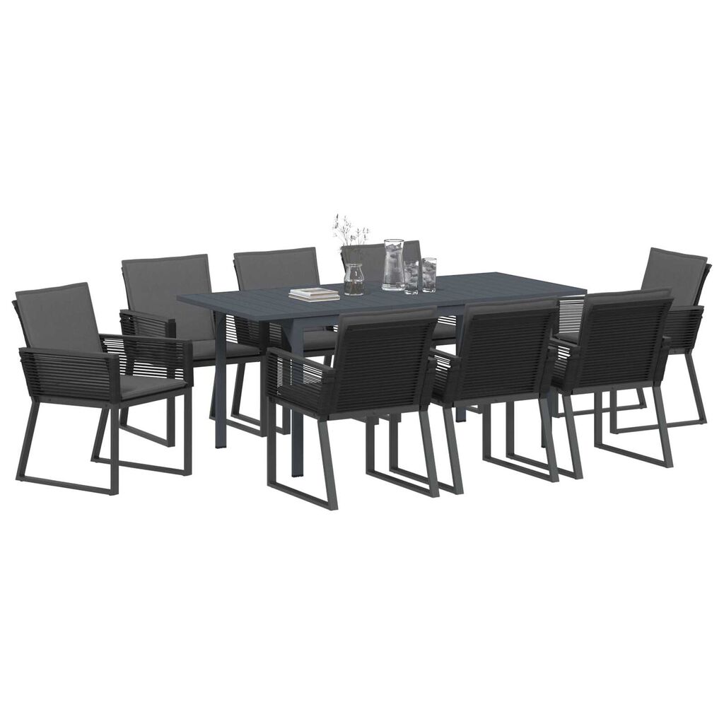 vidaXL Σετ τραπεζαρίας κήπου με μαξιλάρια 9 pcs Ανθρακί Μεσαίο