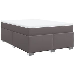 vidaXL Κρεβάτι Boxspring με Στρώμα Γκρι 160x200εκ. από Συνθετικό Δέρμα