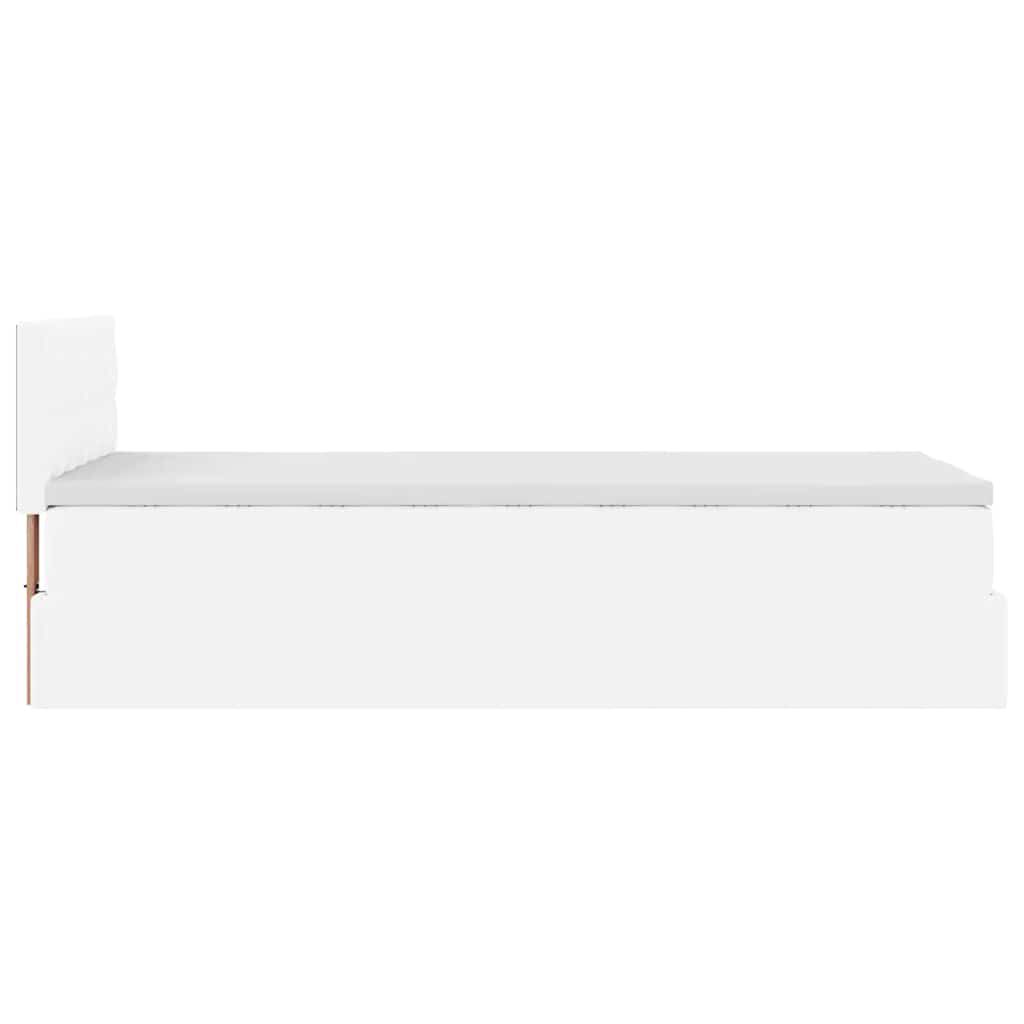 vidaXL Οθωμανικό κρεβάτι με στρώμα Λευκό 90x200cm Faux Leather