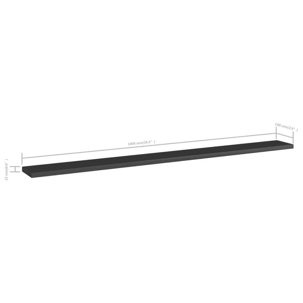 vidaXL Ράφια Βιβλιοθήκης 4 τεμ. Γυαλ. Μαύρο 100x10x1,5 εκ. Μοριοσανίδα