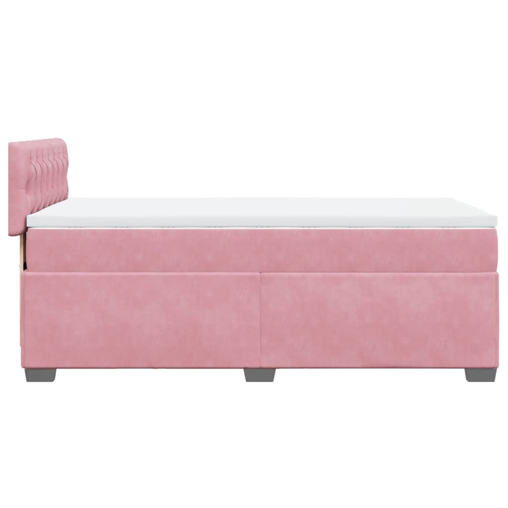 vidaXL Κρεβάτι Boxspring με Στρώμα Ροζ 90x190 εκ. Βελούδινο