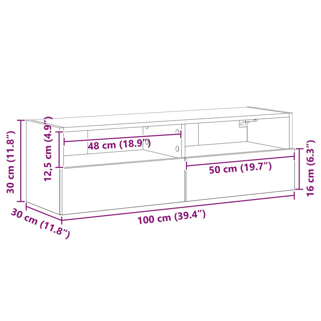vidaXL Κάγκελο Τηλεόρασης Μπαρτολίνης Δρυός 100x30x30 εκ Επεξεργασμένο Ξύλο