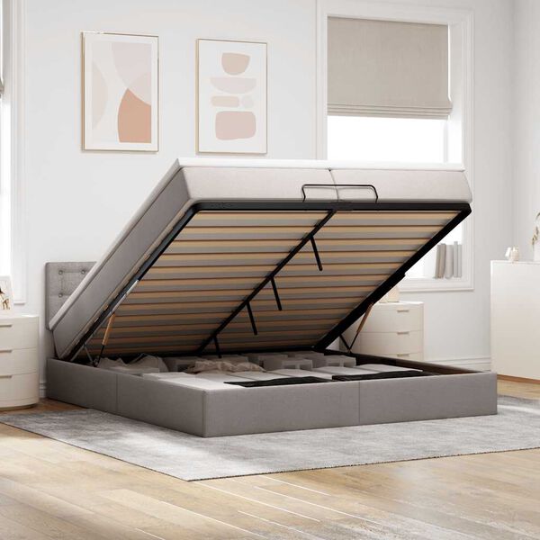 vidaXL &Omicron;&theta;&omega;&mu;&alpha;&nu;&iota;&kappa;ό &kappa;&rho;&epsilon;&beta;ά&tau;&iota; &mu;&epsilon; &sigma;&tau;&rho;ώ&mu;&alpha; Taupe 200x200 cm Ύ&phi;&alpha;&sigma;&mu;&alpha;