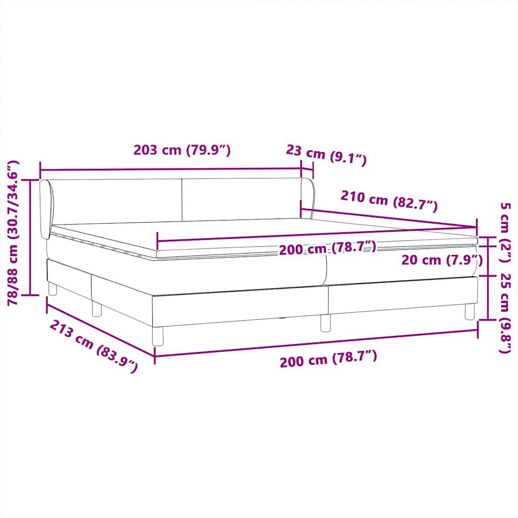 vidaXL Box Spring κρεβάτι με στρώματα ροζ 200x210 cm Βελούδινο