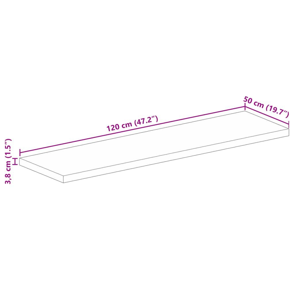 vidaXL Επιφάνεια Τραπεζιού Ορθογώνια 120x50x3,8 εκ. Μασίφ Ξύλο Μάνγκο