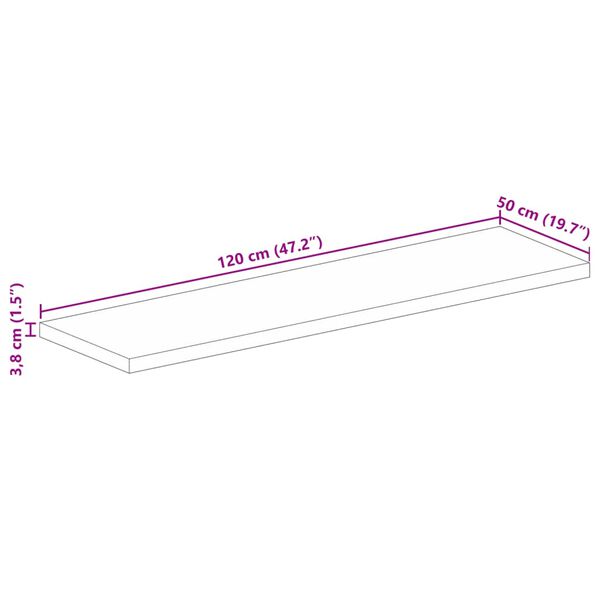 vidaXL Επιφάνεια Τραπεζιού Ορθογώνια 120x50x3,8 εκ. Μασίφ Ξύλο Μάνγκο