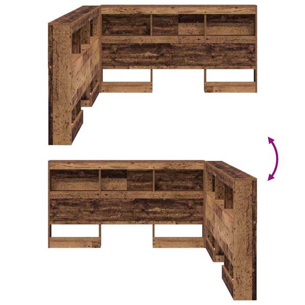 vidaXL Κεφαλάρι Αποθήκης με ράφι Παλαιό ξύλο 135 cm Επεξεργασμένο ξύλο