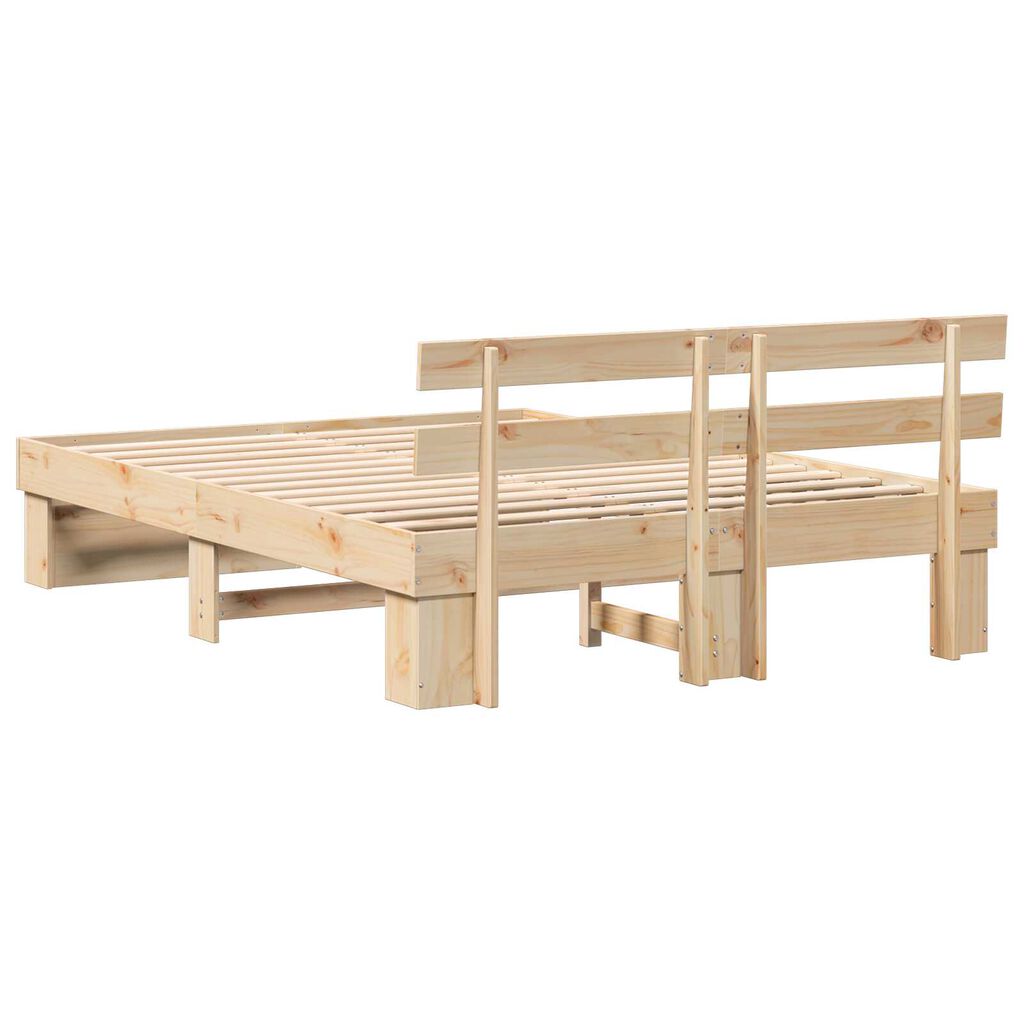 vidaXL Σκελετός Κρεβατιού Καφέ 140 x 200 cm Συμπαγές ξύλο πεύκου