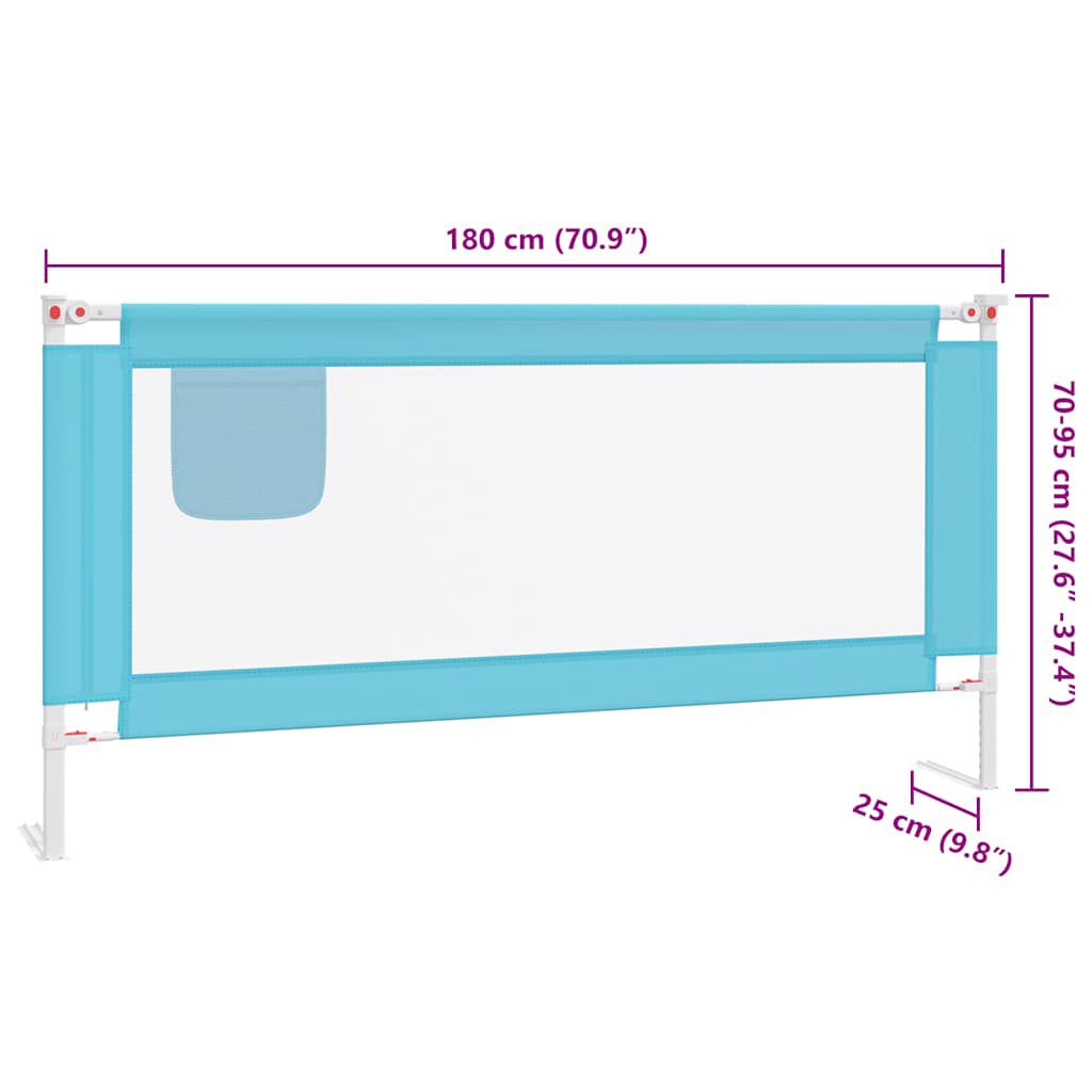 vidaXL Μπάρα Κρεβατιού Προστατευτική Μπλε 180 x 25 εκ. Υφασμάτινη