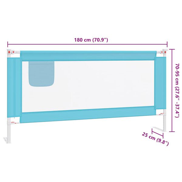 vidaXL Μπάρα Κρεβατιού Προστατευτική Μπλε 180 x 25 εκ. Υφασμάτινη