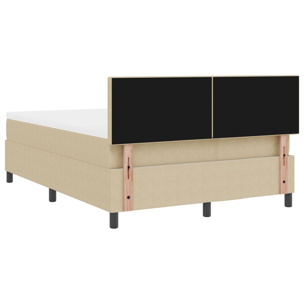 vidaXL Box Spring Bed με Στρώμα & LED Φως Πράσινο Γκρι 140x200 εκ. Ύφασμα Κορντούρας