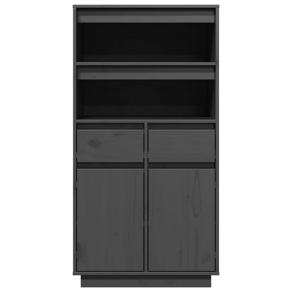 vidaXL Ντουλάπι Ψηλό Γκρι 60x40x116,5 εκ. από Μασίφ Ξύλο Πεύκου