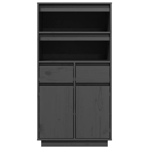 vidaXL Ντουλάπι Ψηλό Γκρι 60x40x116,5 εκ. από Μασίφ Ξύλο Πεύκου