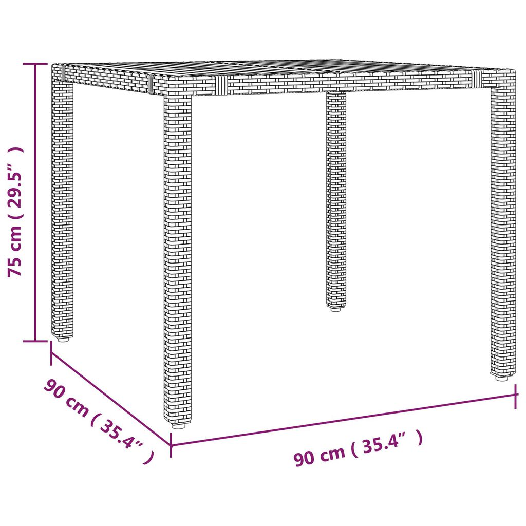 vidaXL Σέτ φαγητού για κήπο 5 pcs Γκρι 90 x 90 x 75 cm συνθετικό ρατάν