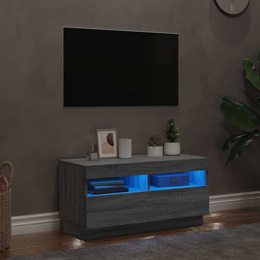 vidaXL Έπιπλο Τηλεόρασης με LED Γκρι Sonoma 80x35x40 εκ.