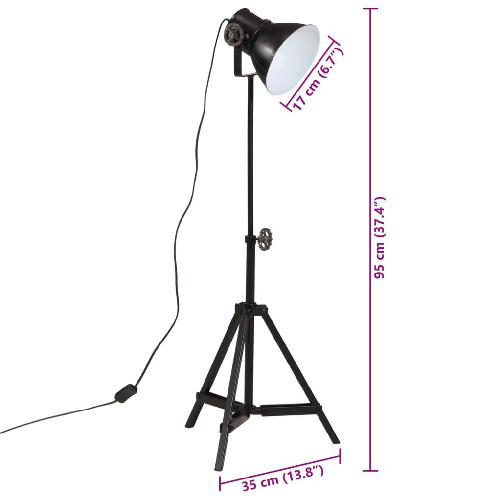 vidaXL Φωτιστικό Δαπέδου 25 W Μαύρο 35x35x65/95 εκ. Ε27