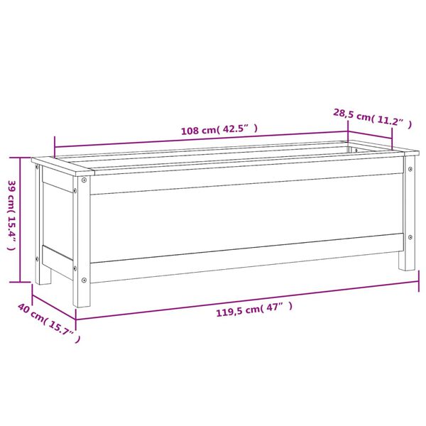 vidaXL Ζαρντινιέρα Υπερυψωμένη 119,5x40x39εκ. Μασίφ Ξύλο Ψευδοτσούγκας