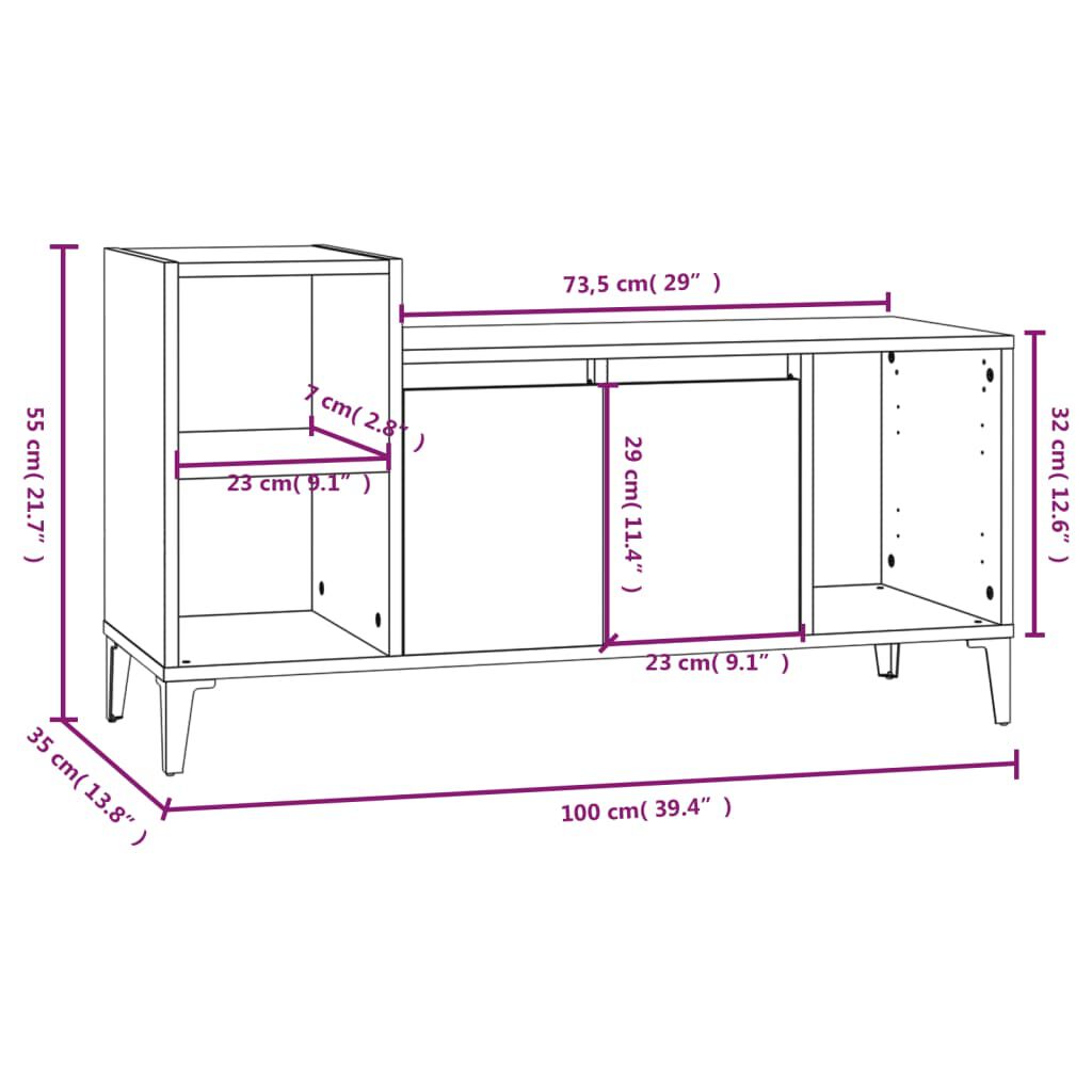 vidaXL Έπιπλο Τηλεόρασης Καφέ Δρυς 100x35x55 εκ. Επεξεργασμένο Ξύλο