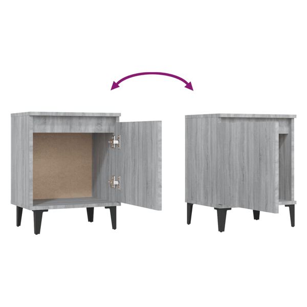 vidaXL Κομοδίνο Γκρι Sonoma 40 x 30 x 50 εκ. με Μεταλλικά Πόδια