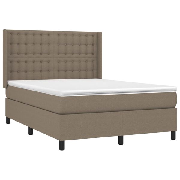vidaXL &Kappa;&rho;&epsilon;&beta;ά&tau;&iota; Boxspring &mu;&epsilon; &Sigma;&tau;&rho;ώ&mu;&alpha; & LED Taupe 140x200 &epsilon;&kappa;. &Upsilon;&phi;&alpha;&sigma;&mu;ά&tau;&iota;&nu;&omicron;
