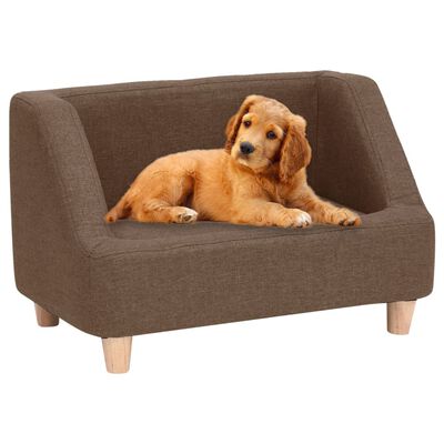 vidaXL Καναπές - Κρεβάτι Σκύλου Καφέ 60 x 37 x 39 εκ. Λινό Ύφασμα