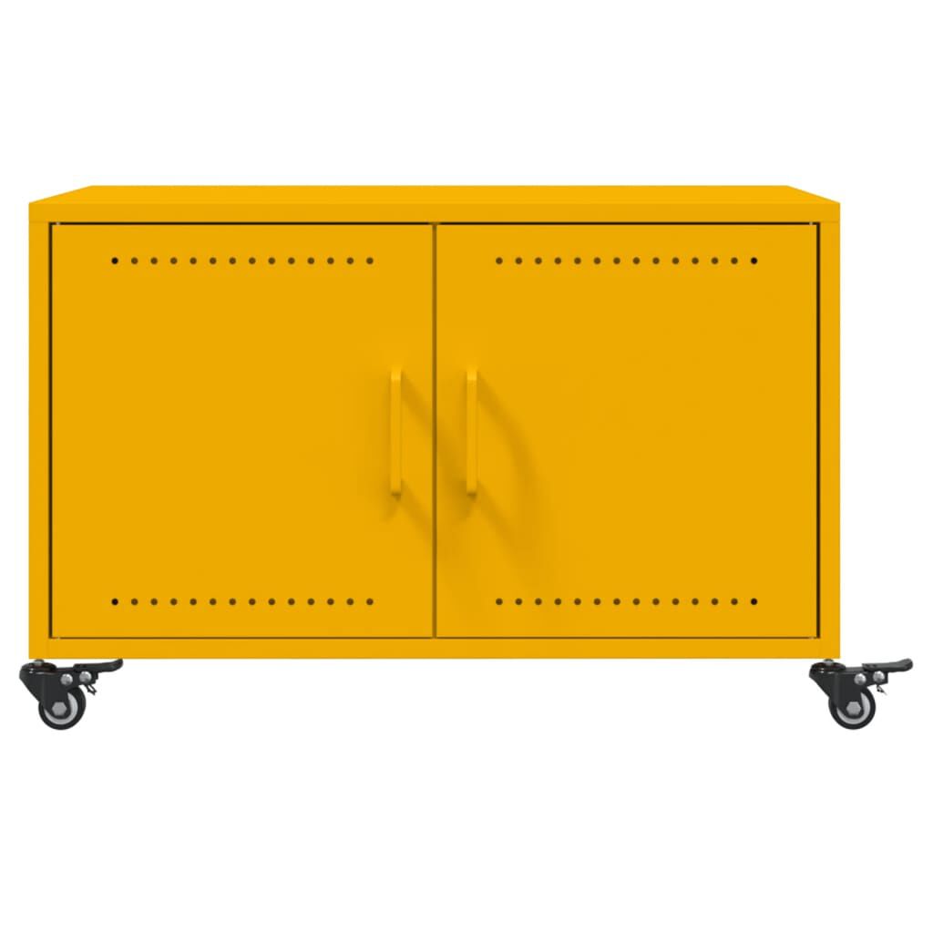 vidaXL Τραπέζι Κήπου Κίτρινο Μουσταρδί 68x50x43,5 εκ. Ατσάλινο