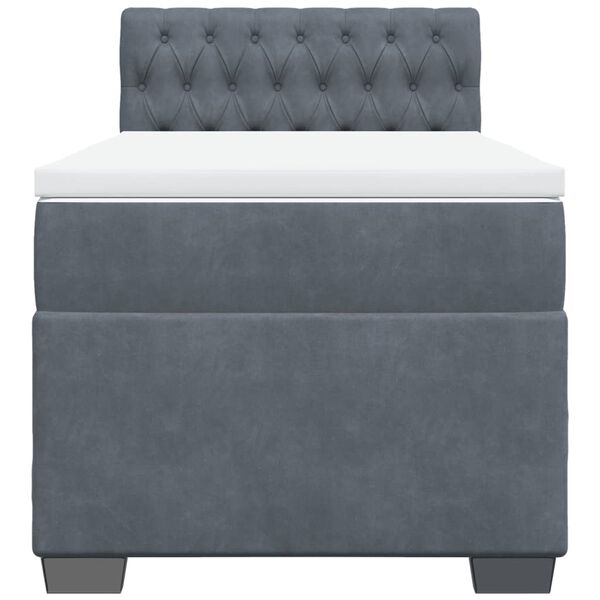 vidaXL Κρεβάτι Boxspring με Στρώμα Σκούρο Γκρι 100x200 εκ. Βελούδινο