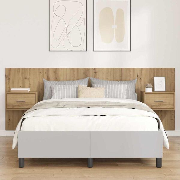 vidaXL &Kappa;&epsilon;&phi;&alpha;&lambda;ή &kappa;&rho;&epsilon;&beta;&alpha;&tau;&iota;&omicron;ύ &mu;&epsilon; &kappa;&omicron;&mu;&omicron;&delta;ί&nu;&omicron; &mu;&epsilon; &sigma;&upsilon;&rho;&tau;ά&rho;&iota; 3 pcs Artisan Oak