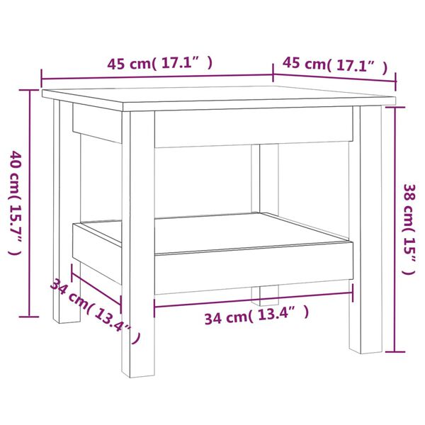 vidaXL Τραπεζάκι Σαλονιού Καφέ Μελί 45x45x40 εκ. Μασίφ Ξύλο Πεύκου