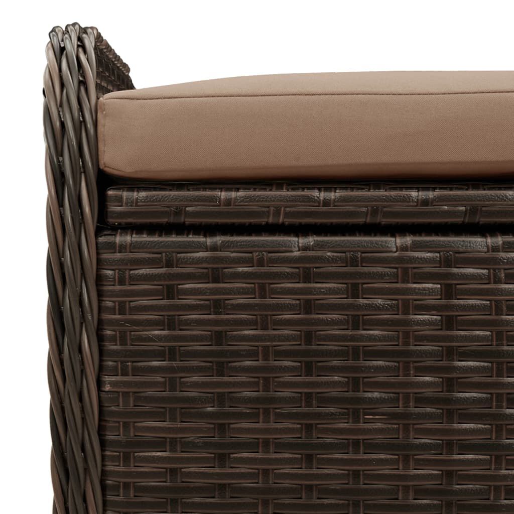 vidaXL Παγκάκι Αποθήκευσης Καφέ 115x51x52εκ. Συνθετικό Ρατάν Μαξιλάρι