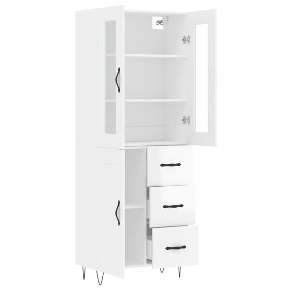 vidaXL Ντουλάπι Γυαλιστερό Λευκό 69,5x34x180 εκ. Επεξεργασμένο Ξύλο