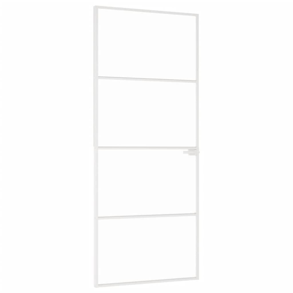 vidaXL Εσωτερική Πόρτα Λευκή 83x201,5 εκ. Ψημένο Γυαλί&Λεπτό Αλουμίνιο