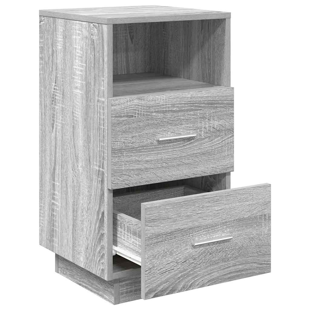 vidaXL Κομοδίνα 2 τμχ με 2 συρτάρια Γκρι Sonoma 36x36x68 εκ.