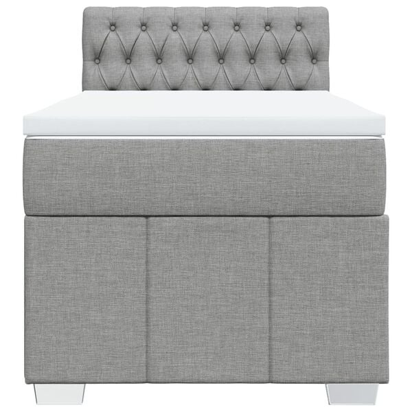 vidaXL Κρεβάτι Boxspring με Στρώμα Ανοιχτό Γκρι 90x190 εκ. Υφασμάτινο