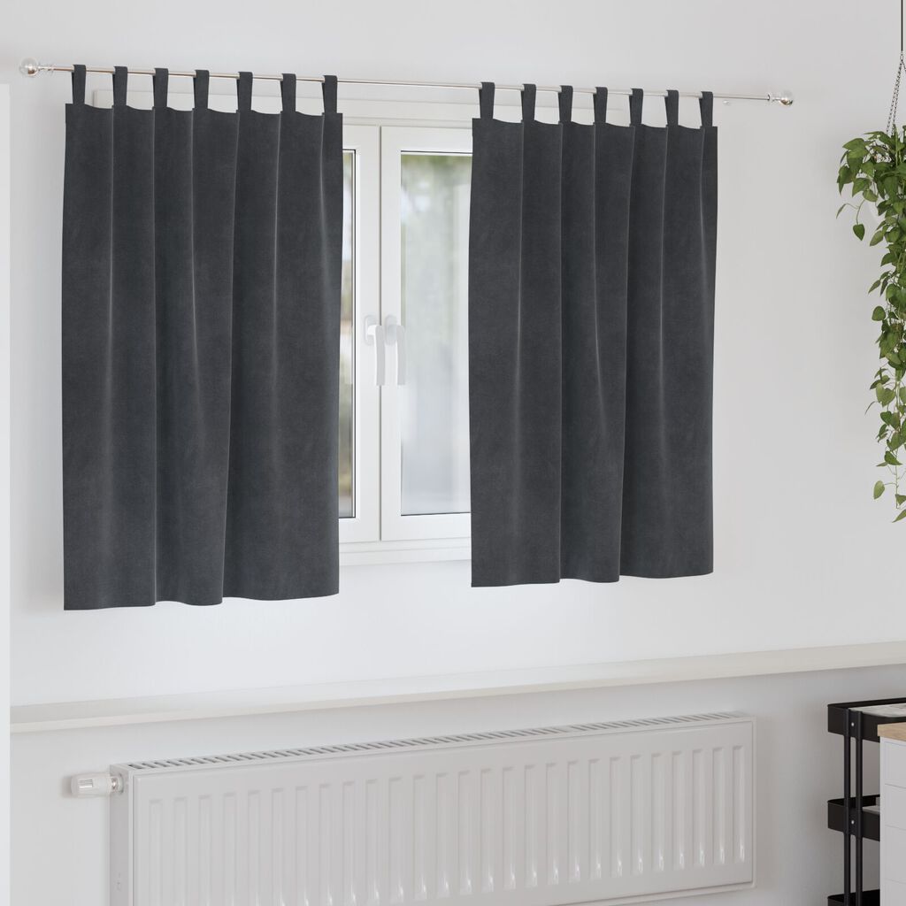 Curtains Blackout vidaXL με Κρεμαστές Λαβές 2 τμχ Ανοιχτό γκρι Βαμβάκι