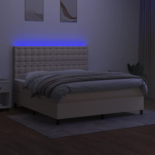 vidaXL &Kappa;&rho;&epsilon;&beta;ά&tau;&iota; Boxspring &mu;&epsilon; &Sigma;&tau;&rho;ώ&mu;&alpha; & LED &Kappa;&rho;&epsilon;&mu; 180x200 &epsilon;&kappa;. &Upsilon;&phi;&alpha;&sigma;&mu;ά&tau;&iota;&nu;&omicron;