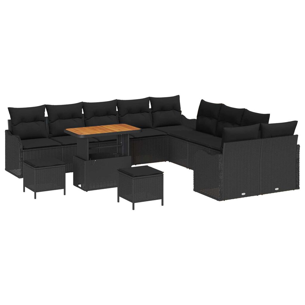vidaXL Σετ Καναπέ Κήπου 13 pcs Μαύρο συνθετικό ρατάν
