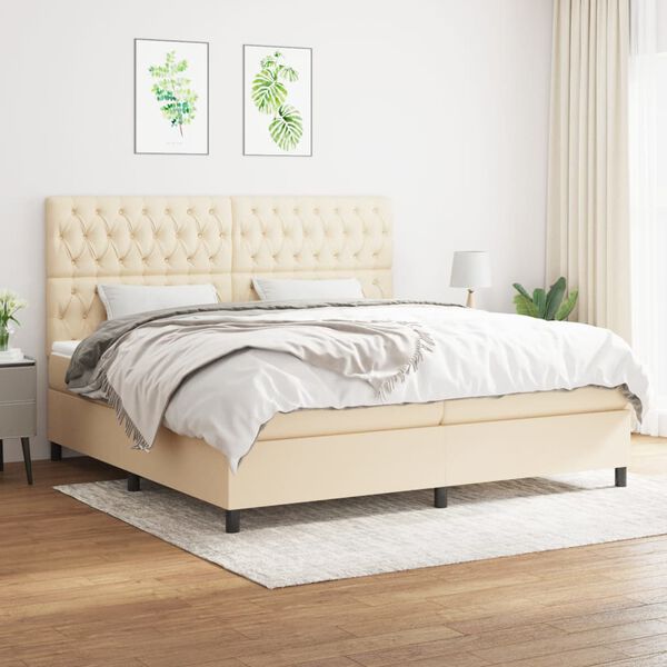 vidaXL &Kappa;&rho;&epsilon;&beta;ά&tau;&iota; Boxspring &mu;&epsilon; &Sigma;&tau;&rho;ώ&mu;&alpha; &Kappa;&rho;&epsilon;&mu; 200x200 &epsilon;&kappa;. &Upsilon;&phi;&alpha;&sigma;&mu;ά&tau;&iota;&nu;&omicron;