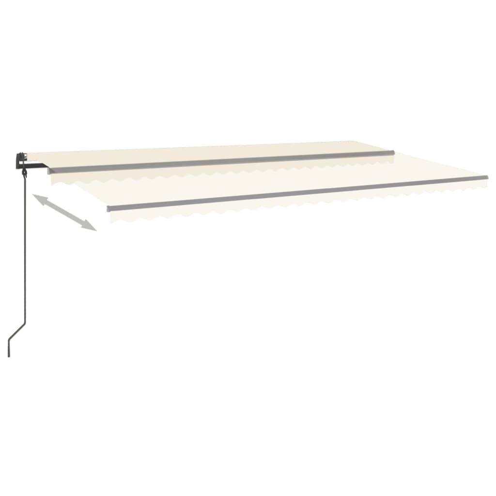 vidaXL Τέντα Συρόμενη Χειροκίνητη με LED Κρεμ 6x3,5 μ.