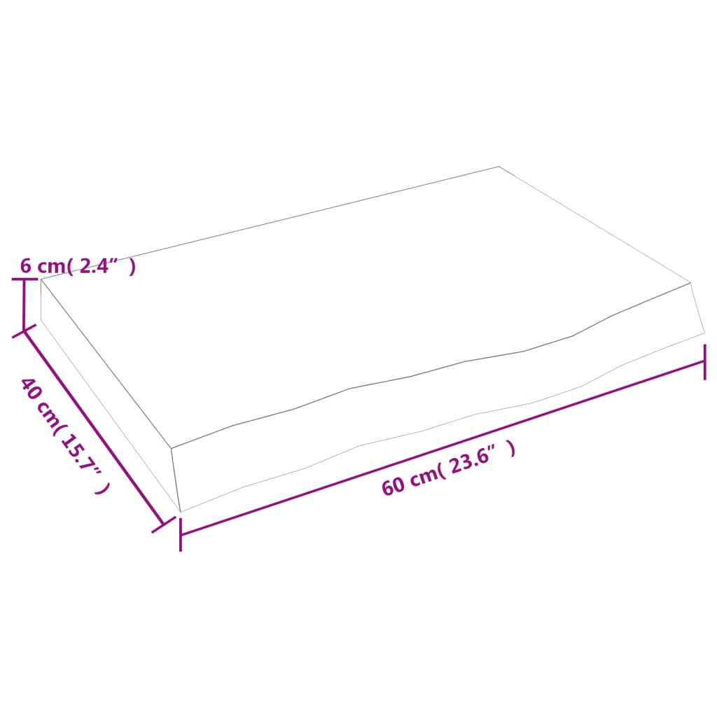 vidaXL Πάγκος Μπάνιου Αν. Καφέ 60x40x(2-6) εκ. Επεξεργ. Μασίφ Ξύλο
