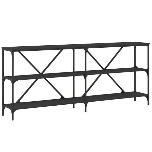 vidaXL Τραπέζι Κονσόλα Μαύρο 180 x 30 x 75 εκ. Επεξεργ. Ξύλο/Σίδηρος