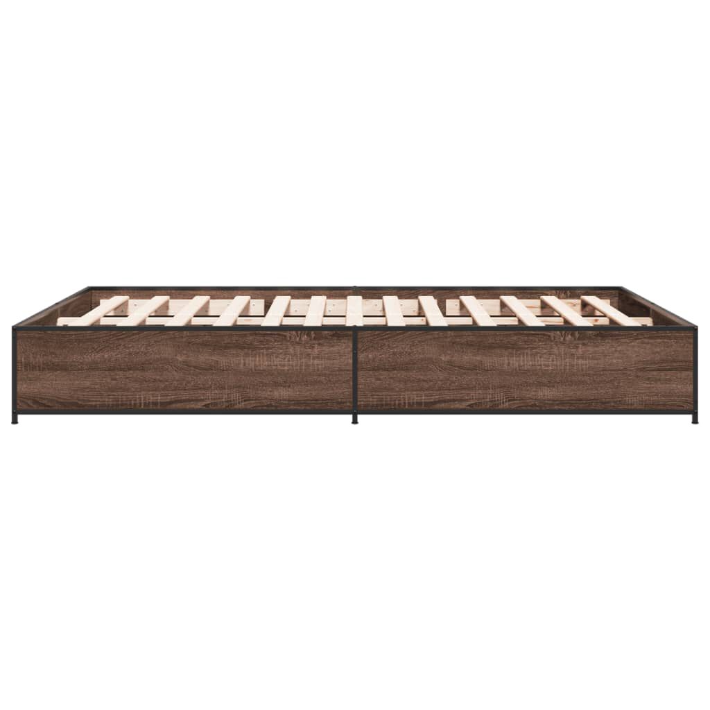 vidaXL Πλαίσιο Κρεβατιού Καφέ Δρυς 150x200 εκ. Επεξ. Ξύλο & Μέταλλο