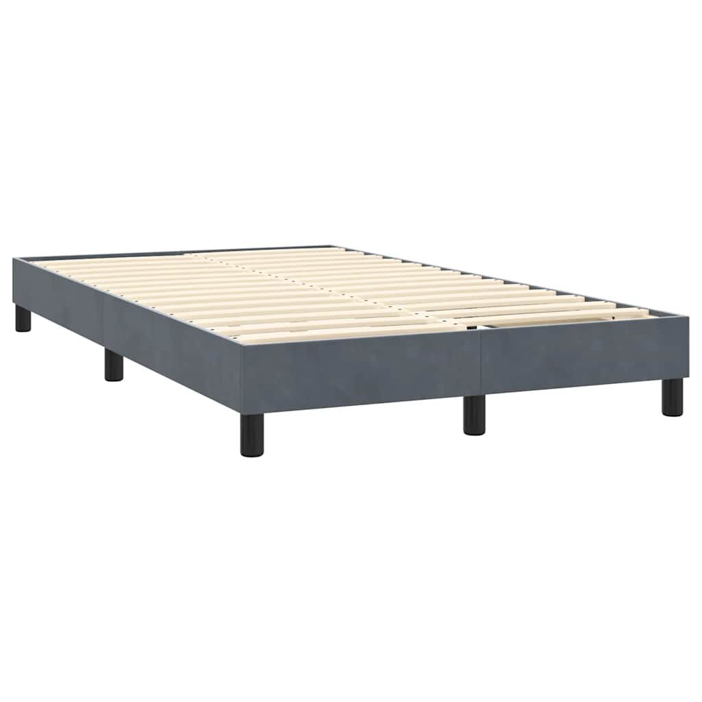 vidaXL Κρεβάτι Boxspring με Στρώμα Σκούρο Γκρι 120x210 εκ. Βελούδινο