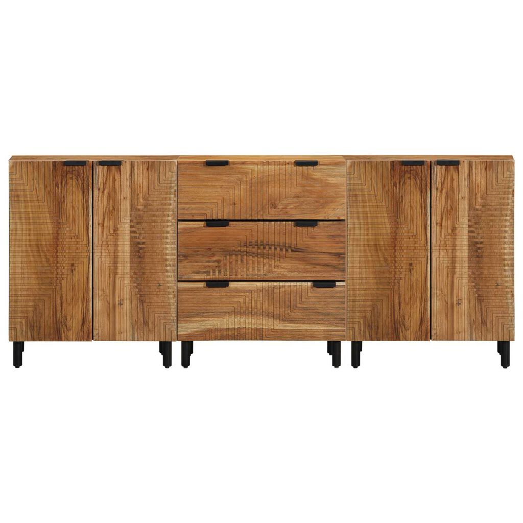 vidaXL Πλαϊνό Γραφείο 3 pcs Καφέ 60 x 33 x 75 cm Μασίφ ξύλο ακακίας